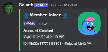 Messages shown in the Audit Member Join/Leave Channel